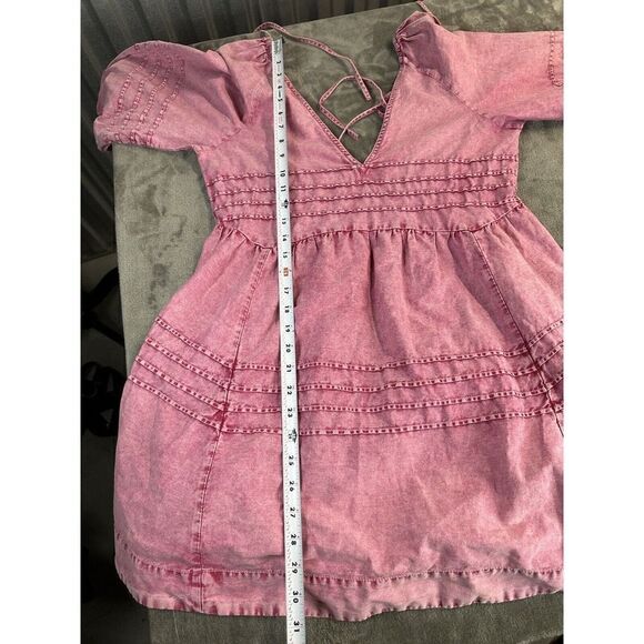 Free People Sweet Surrender Mini Dress in Acid Washed Wild Rose Color Sz (sm) - Picture 9 of 13